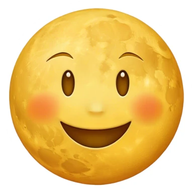 YELLOW MOON with cartoon emoji smiling face sticker