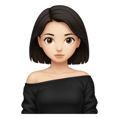  Siyah uzun saçlı ceket giyen esmerimsi kız fazla esmer değil siyah ceket  polar ceket ceket gevşek biraz omzundan çıkıyormuş gibi ve bugday ten rengi soltaraftaki omzundan çıkık sadece içinde de siyah crop var  sticker