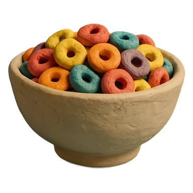ceramic bowl of colorful fruity cereal sticker