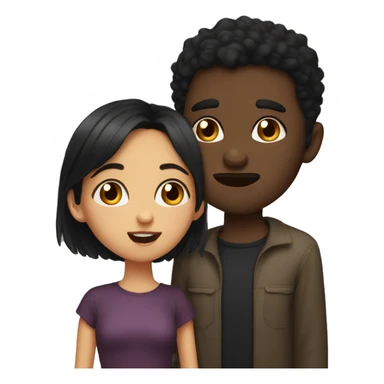 A dark-haired girl with multicolored eyes and a dark-haired man with brown eyes , and they kiss sticker