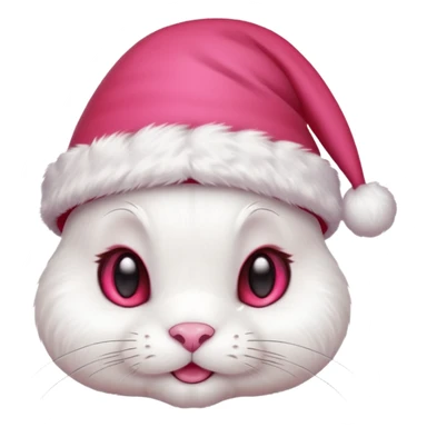 white rabbit in christmas hat sticker
