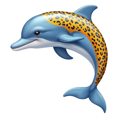 the dolphin emoji, but instead of blue skin it has leopard skin sticker