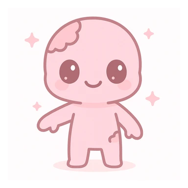 pink zombie, stylized and cute sticker