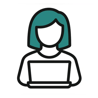 Make the face transparent, clothes as lines only, only the hair is filled in, teal icon style, keep background transparent. sticker