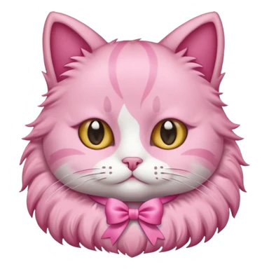 cute pink cat with a ribbon as necklace sticker
