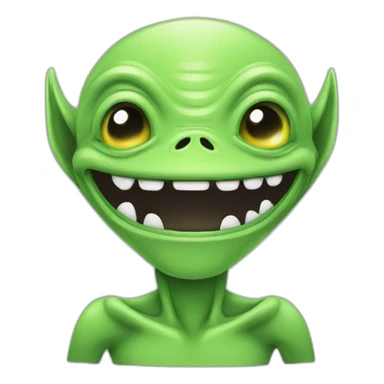 happy alien, flat 2d vector sticker