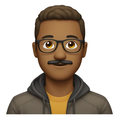 young man with moustache, light brown air and glasses sticker