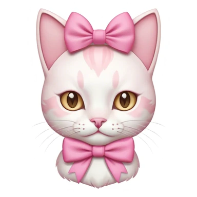 pink white cat with a pink bow sticker