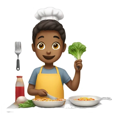 kid is making dinner for whole family  sticker