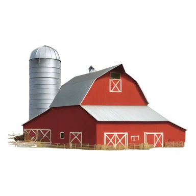 Farm with red barn sticker