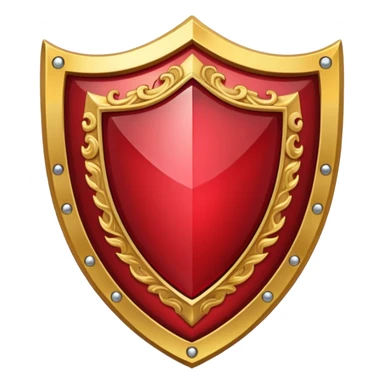 golden shield with ruby sticker