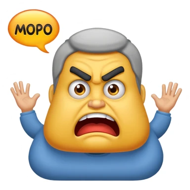 Big text "mopo" above and an angry man sticker