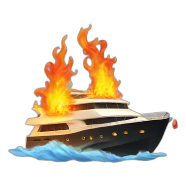 yacht going down in flames sticker