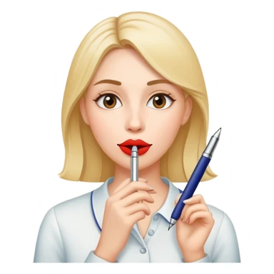 Pen is in woman mouth sticker