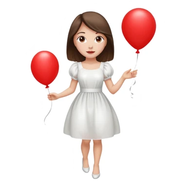 female wearing dress, holding balloon sticker