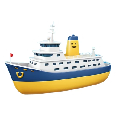 A 3D emoji of a ship in Apple style, glossy and smooth surface, bright clean colors with subtle shading, simple and minimal details, no face or expressions, floating on calm ocean, soft shadows, high-quality render, isolated on white background.


 sticker