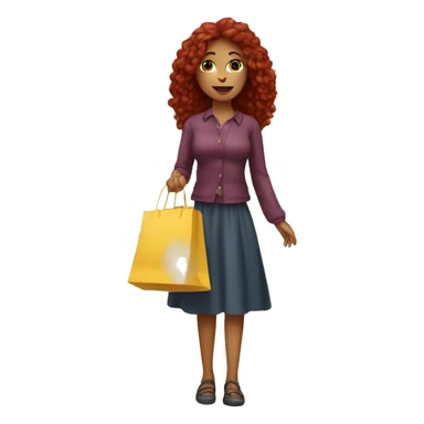Long Burgundy haired girl, shopaholic, carrying a lot of shopping bags sticker