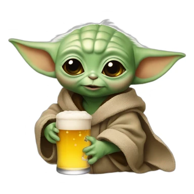 Baby yoda with a beer sticker