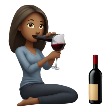 Girl drinking red wine directly at the bottle  sticker