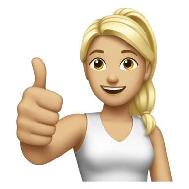 a girl with blonde ponytail thumbs up  sticker