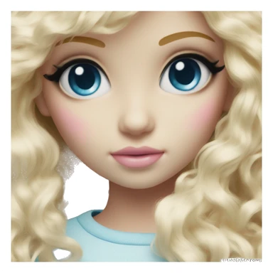 ocean blue doll eyes, blonde hair, feminine, pink, girl, angelic sticker