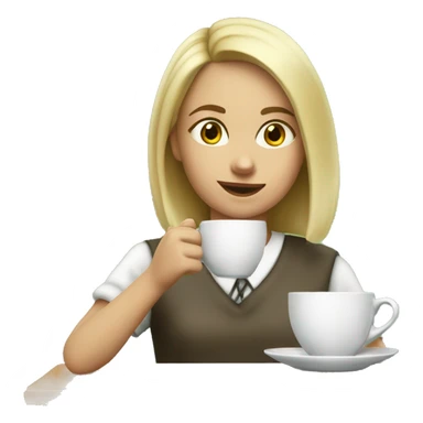 schoolgirl blonde drinks tea sticker