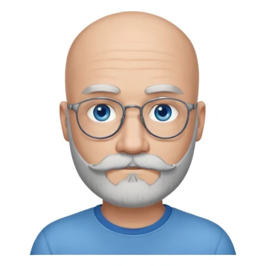 Bald man with blue eyes grey beard and moustache. Hipster.  sticker