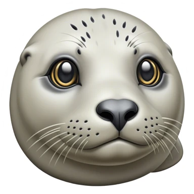 Cinematic Noble harbour seal Portrait Emoji, Poised and streamlined, with a sleek, smooth body of glossy, muted hues and expressive, dark eyes complemented by a rounded, agile head, Simplified yet sharp and sophisticated features, highly detailed, glowing with a soft, maritime luminescence, high shine, intelligent and graceful, stylized with an air of coastal authority, focused and alert, soft glowing outline, capturing the essence of a watchful marine guardian that appears ready to glide out of the screen with effortless authority! sticker