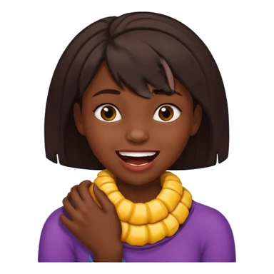 african girl choking herself and smiling sticker