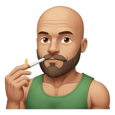 Muscular bald dad with a beard smoking weed sticker