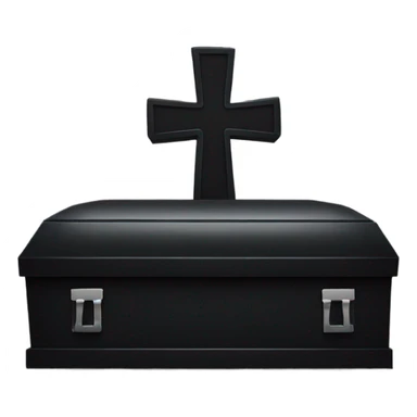 a black coffin with a cross sticker