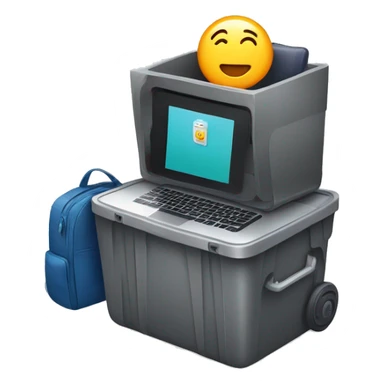 laptop, backpack, and phone in an airport security bin sticker