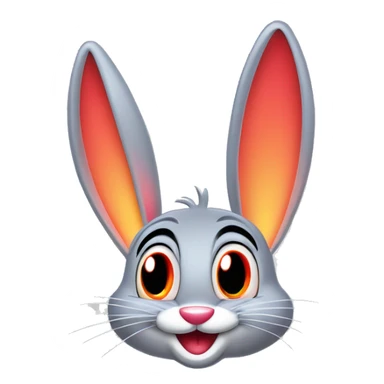 Cartoon in bright neon colours with pale red eyes happy chill eyes half open, in the style of Disney and loony tunes bugs bunny vector art clipart sticker
