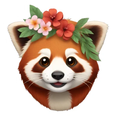 Red panda with a flower crown  sticker