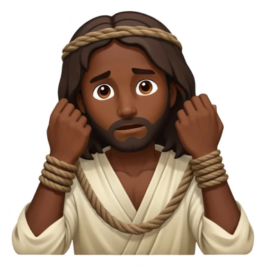 Dark skin Jesus with ropes on wrist captured  sticker