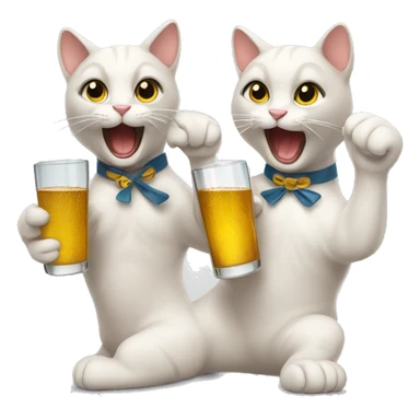 2 Cats cheer with a glass sticker