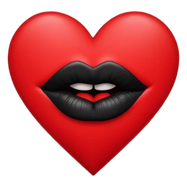 A solid red gradient heart, with three black lipstick kiss marks of different angles printed on it, retro matte texture, high contrast, clean edges, sticker style, romantic and sexy vibe, minimalist 2D illustration, no background
 sticker