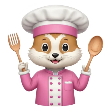 animal with pink chef costume sticker