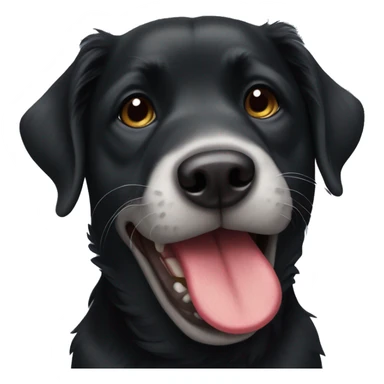 Black dog with tongue sticking out  sticker