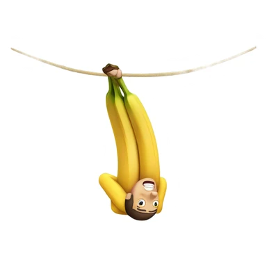man upside down eating bananas sticker