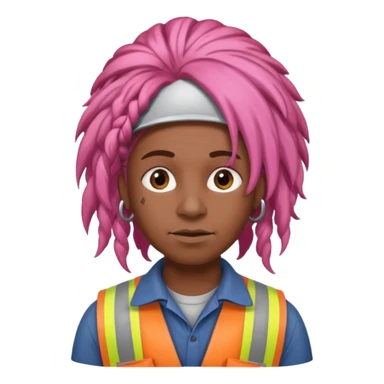 construction worker heavy pink dreadlocked haired man  sticker