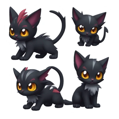 Cool Cute Edgy Black Dark Chibi Cat-Noibat-Noivern-Litten-Fakémon-hybrid sticker