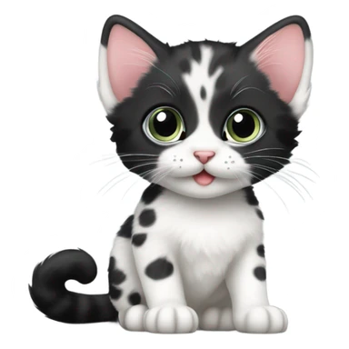 black and white spotted kitten  sticker