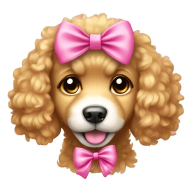 Golden curly fur puppy with pink bow sticker