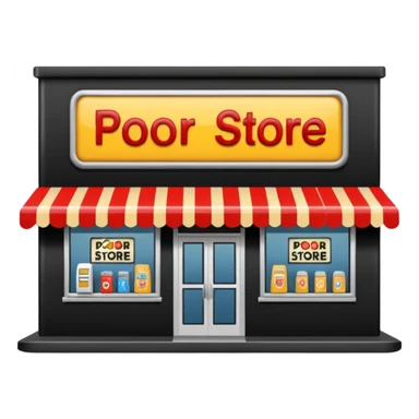 Convenience store named poor store and more sticker