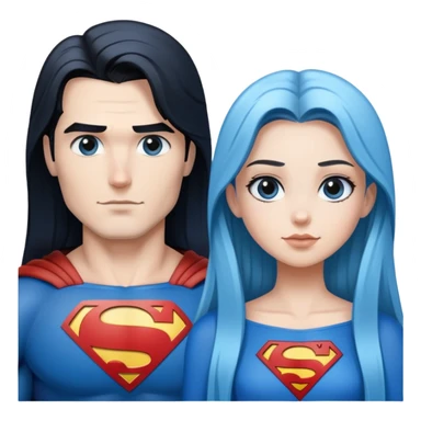 Superman-and-girl-with-black-faded-to-blue-straight-long-hair sticker