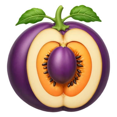 Eggplant inside a peach sticker
