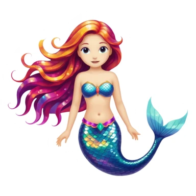 mermaid emoji, simple, colorful sticker