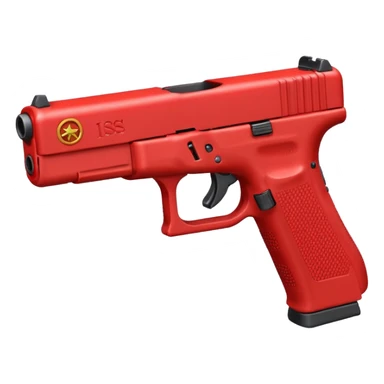 a red glock 20 with a drum mag inside of it with a red flag like people wear in real life sticker