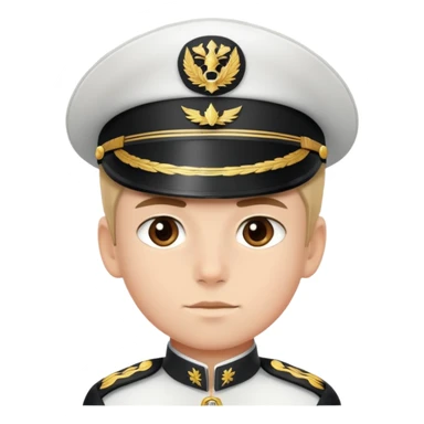 A boy captain looking straight ahead. sticker